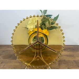 Vintage Imperial Glass Candlewick Amber Divided Serving Tray Relish Dish Beaded